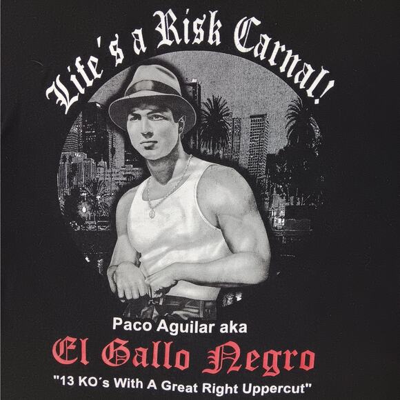 El Gallo Negro Graphic T Shirt Black Size Large Short Sleeve "Life is a Risk Car - Picture 3 of 6